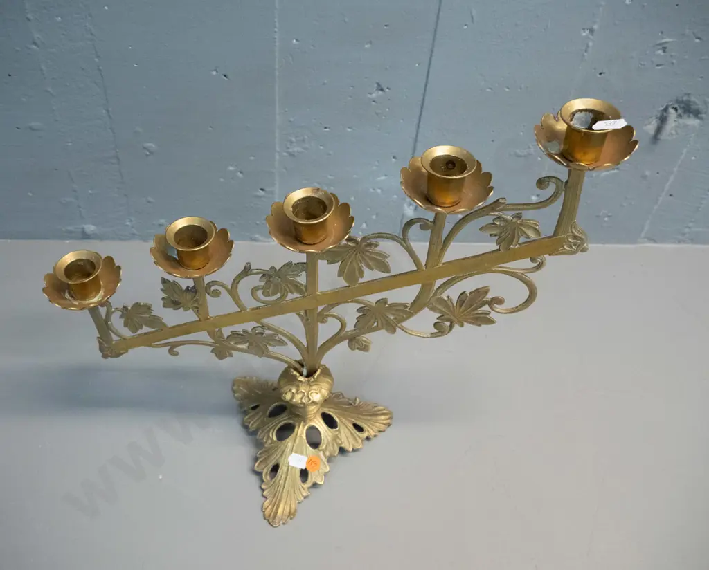 5-candle cast brass ecclesiastical style candle holder H-380 W-380 Image 1++
