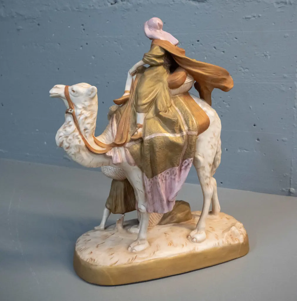 Royal Dux large porcelain middle-eastern style camel figure - marked 10946-1. Crack to base. H-460 L-380 Image 1++