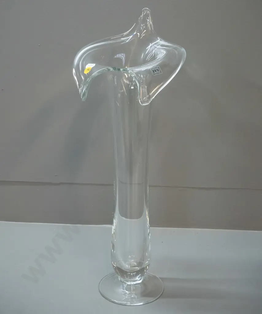 large clear glass jack in the pulpit vase with 'Selezione IVV - Mouth Blown - Made in Italy' label H-500 Image 1++
