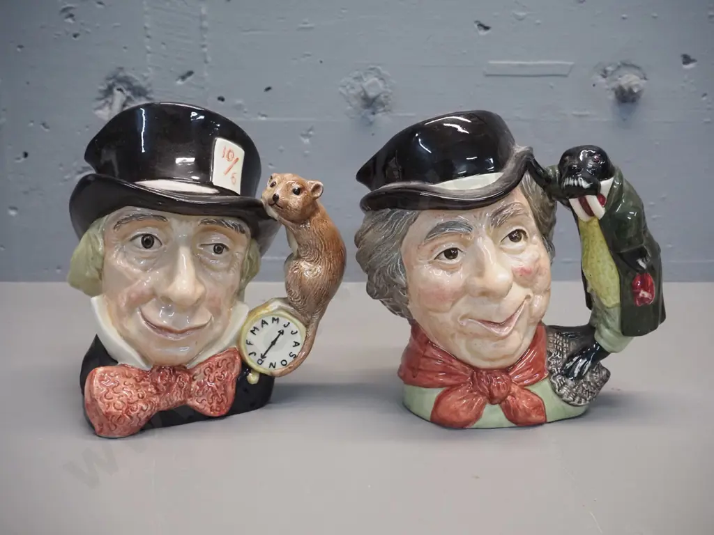 2 Royal Doulton character jugs - Lewis Caroll characters Walrus & Carpenter and Mad Hatter H-200 Image 1++