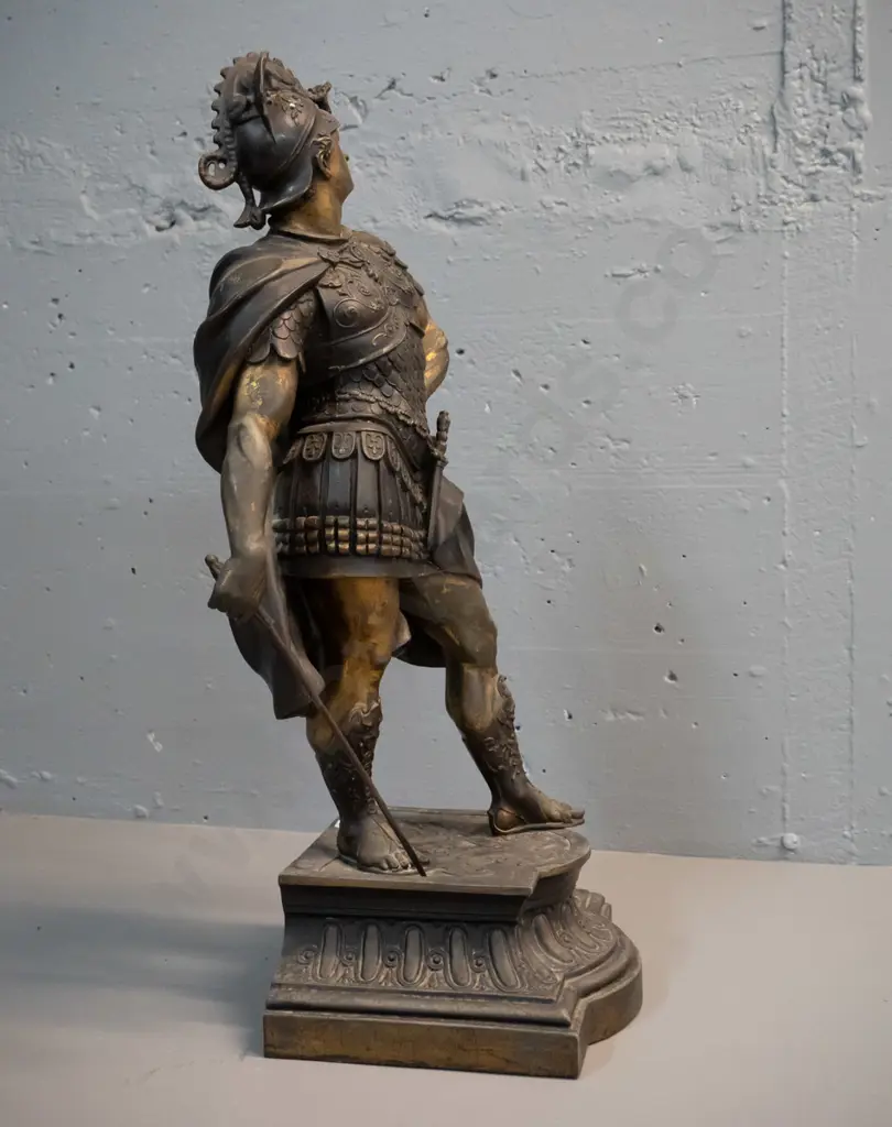 large cast metal (spelter?) Roman warrior figure - marked "Waagen" H-600 W-220 D-180 Image 1++