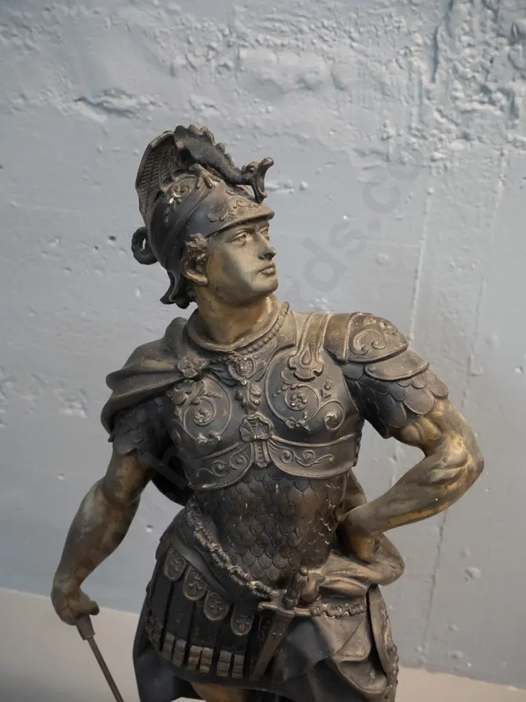 large cast metal (spelter?) Roman warrior figure - marked "Waagen" H-600 W-220 D-180 Image 1++