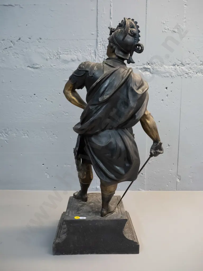 large cast metal (spelter?) Roman warrior figure - marked "Waagen" H-600 W-220 D-180 Image 1++