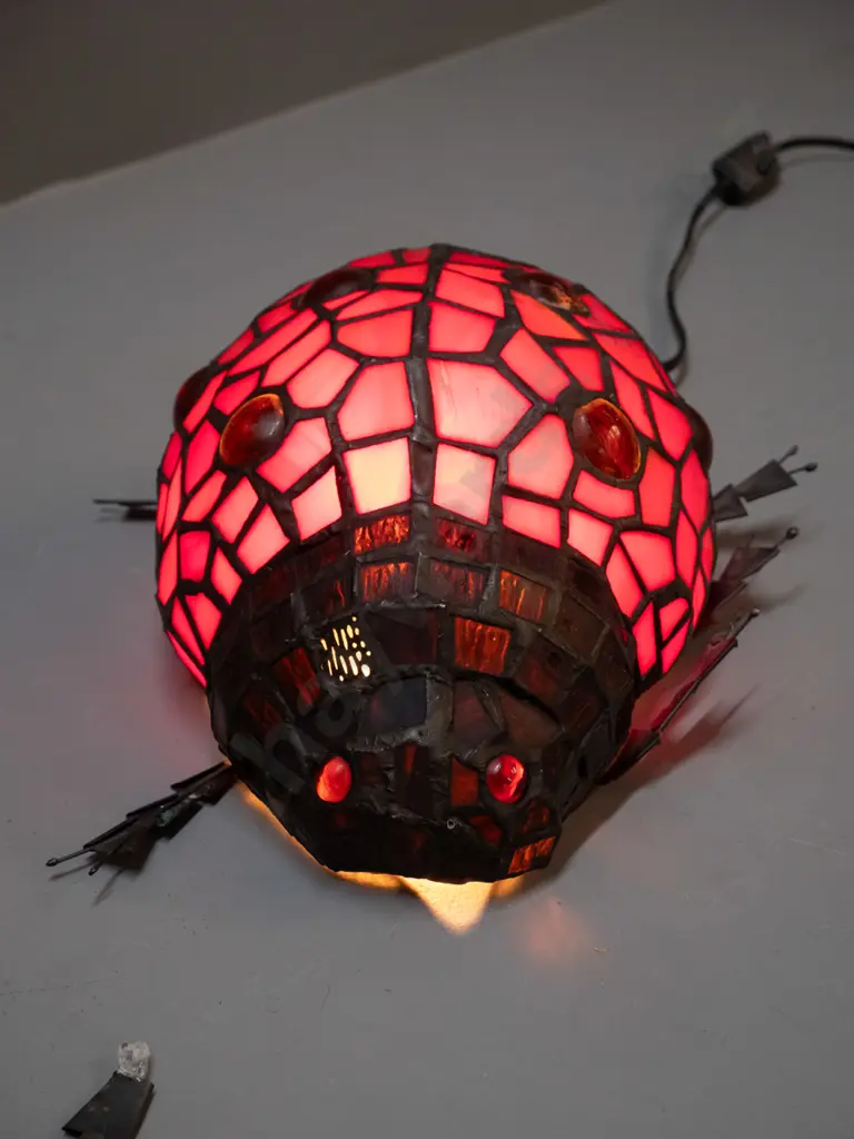 restorer's reproduction Tiffany style ladybird beetle lamp, one foot broken off, others loose, missing antennae L250 Image 1++
