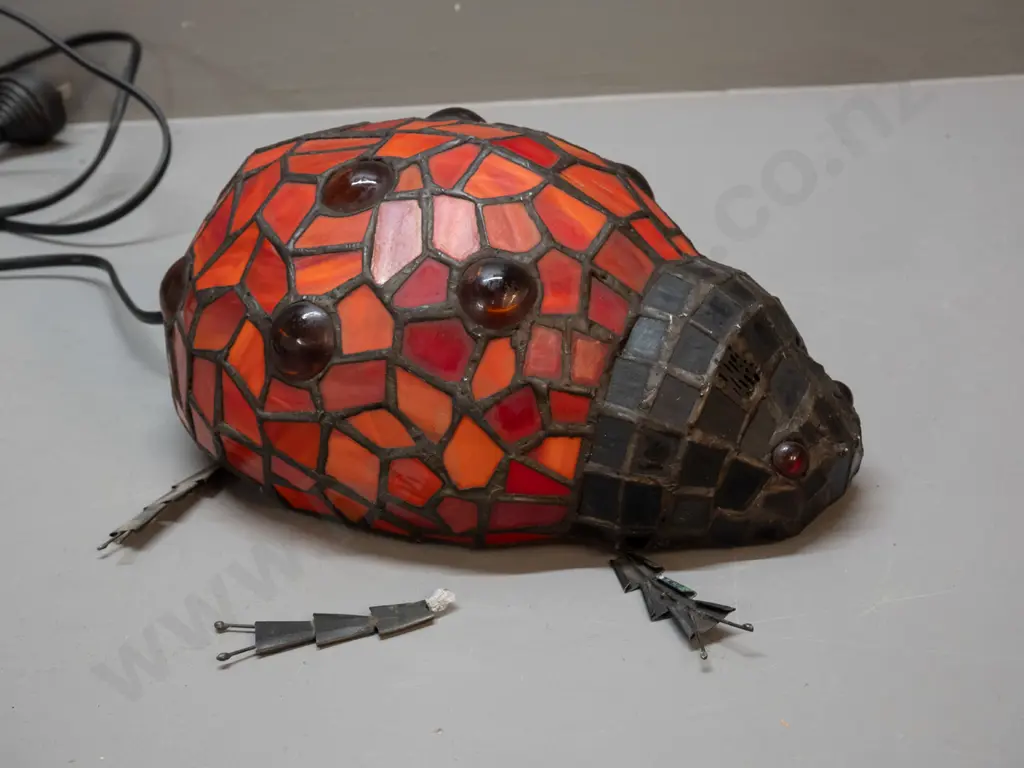 restorer's reproduction Tiffany style ladybird beetle lamp, one foot broken off, others loose, missing antennae L250 Image 1++