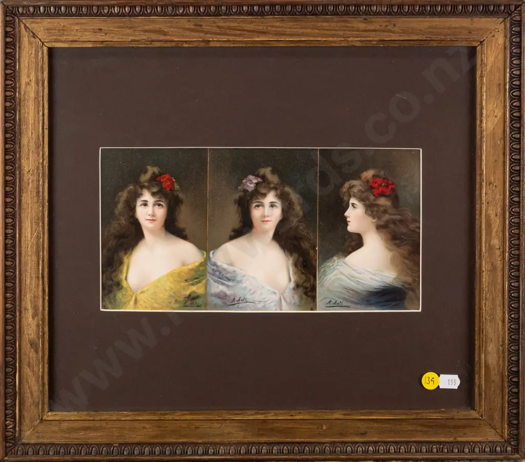 framed triptych print - portraits H-130 W-255 Image 1++