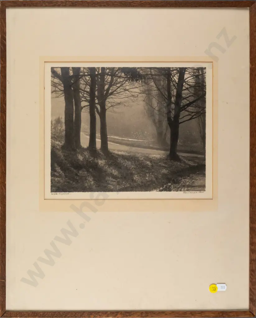 framed vintage George Chance photograph - Winter Sunshine (framing needs attention) H-210 W-240 Image 1++