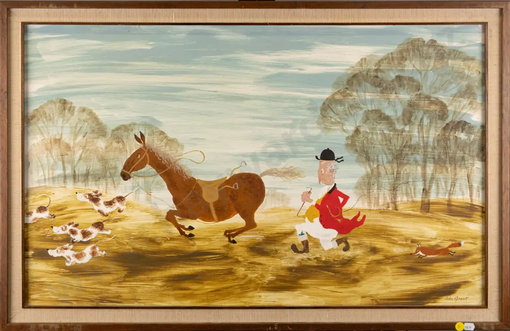 John Grant - framed oil - hunt chase H-450 W-730 Image 1++