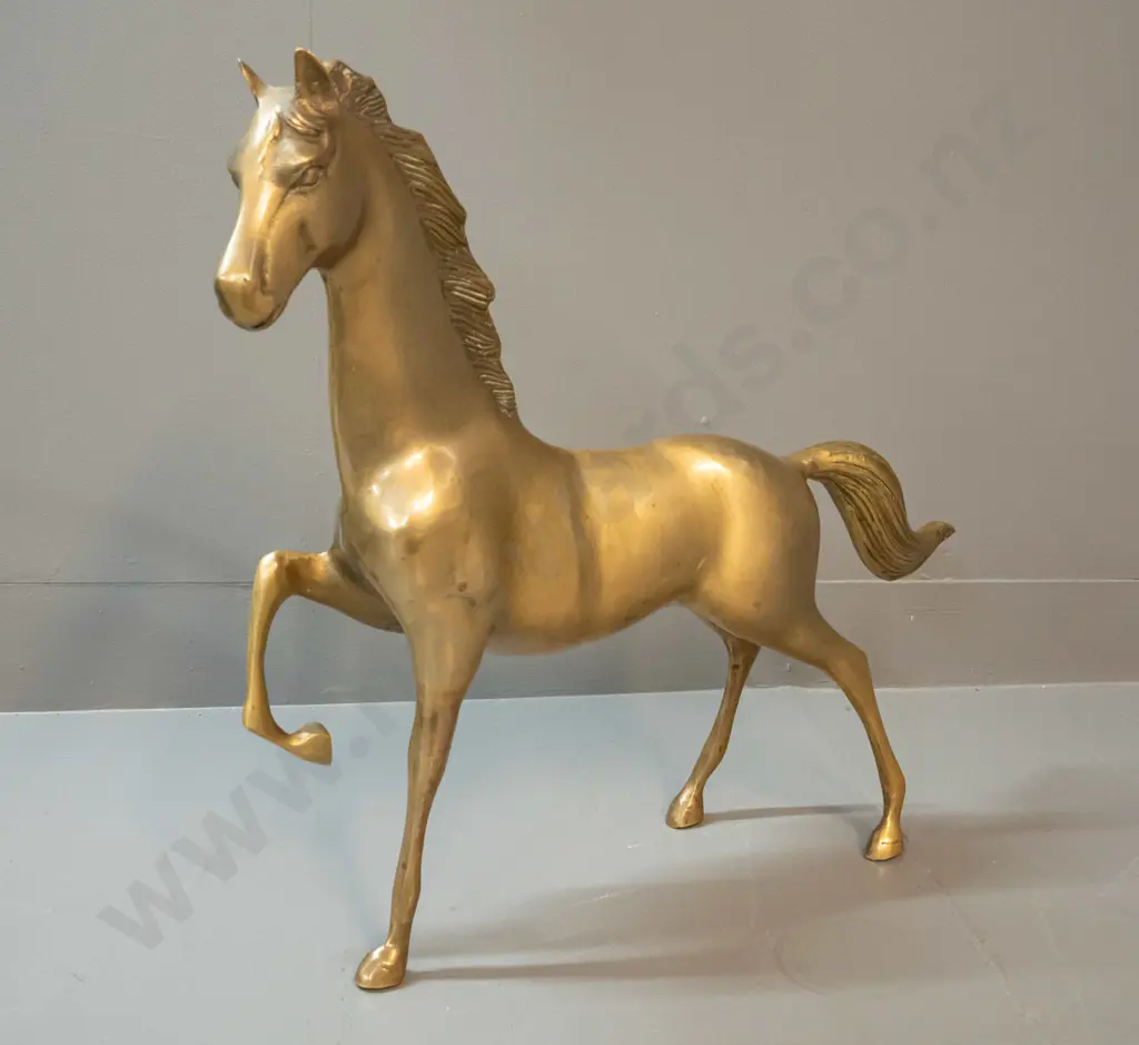 large cast brass prancing horse figure H-470 L-510 Image 1++