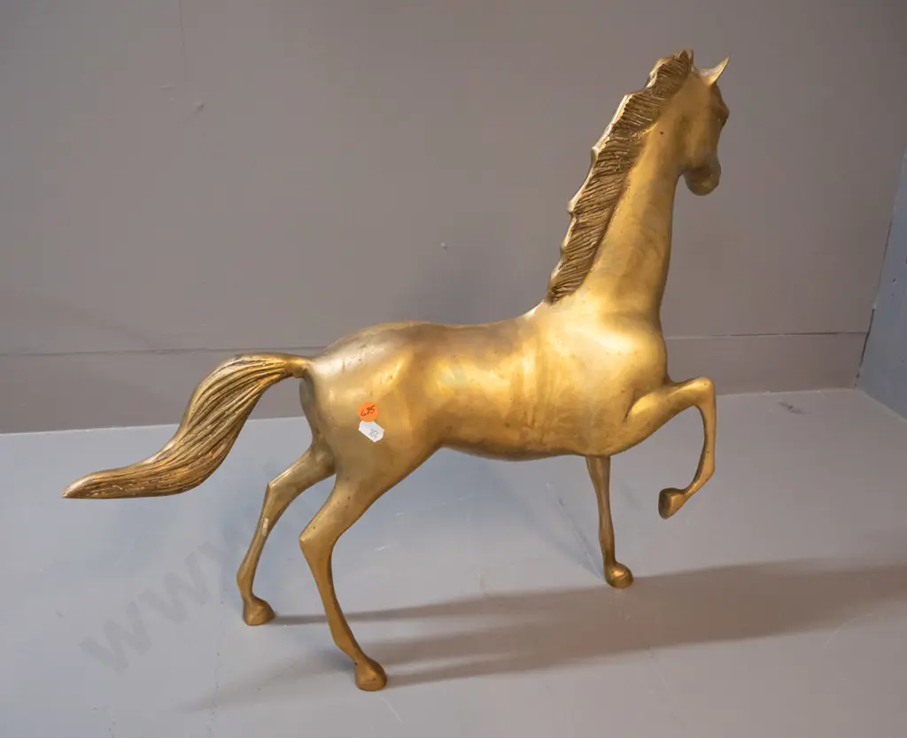 large cast brass prancing horse figure H-470 L-510 Image 1++