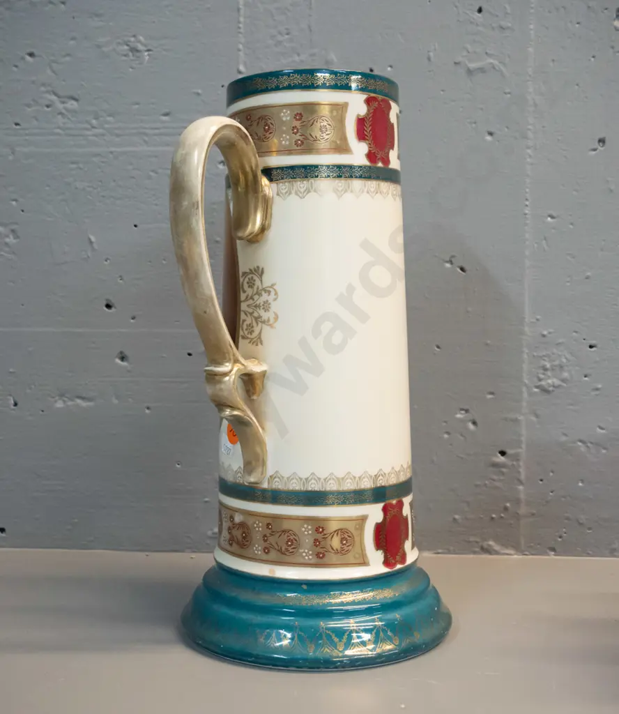 vintage tall handled jug or vase - marked "Constance" next to oval portrait H-320 Image 1++