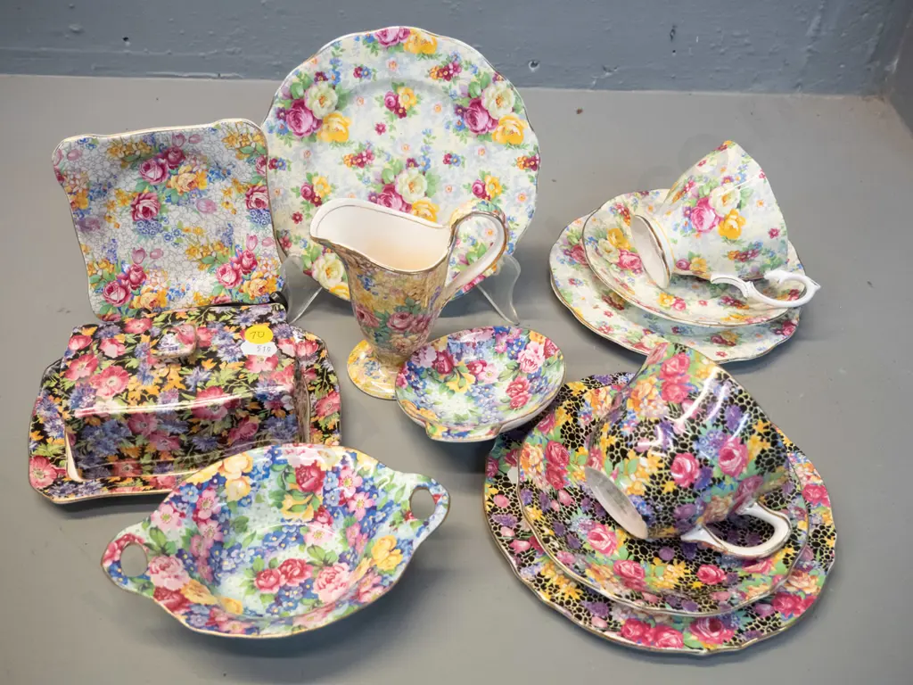 assorted all-over-floral china items - Royal Albert, Grimwades, Royal Winton Image 1++