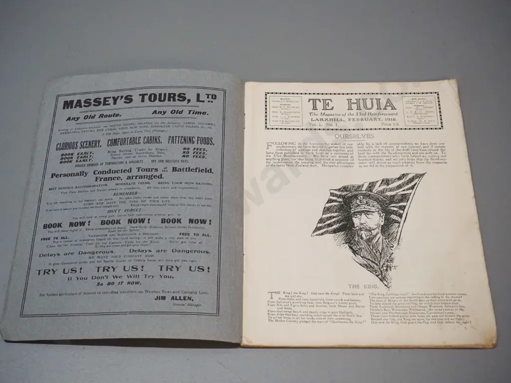 February 1918 issue No. 1 of  Te Huia - Magazine of the 33rd Reinforcement Image 1++