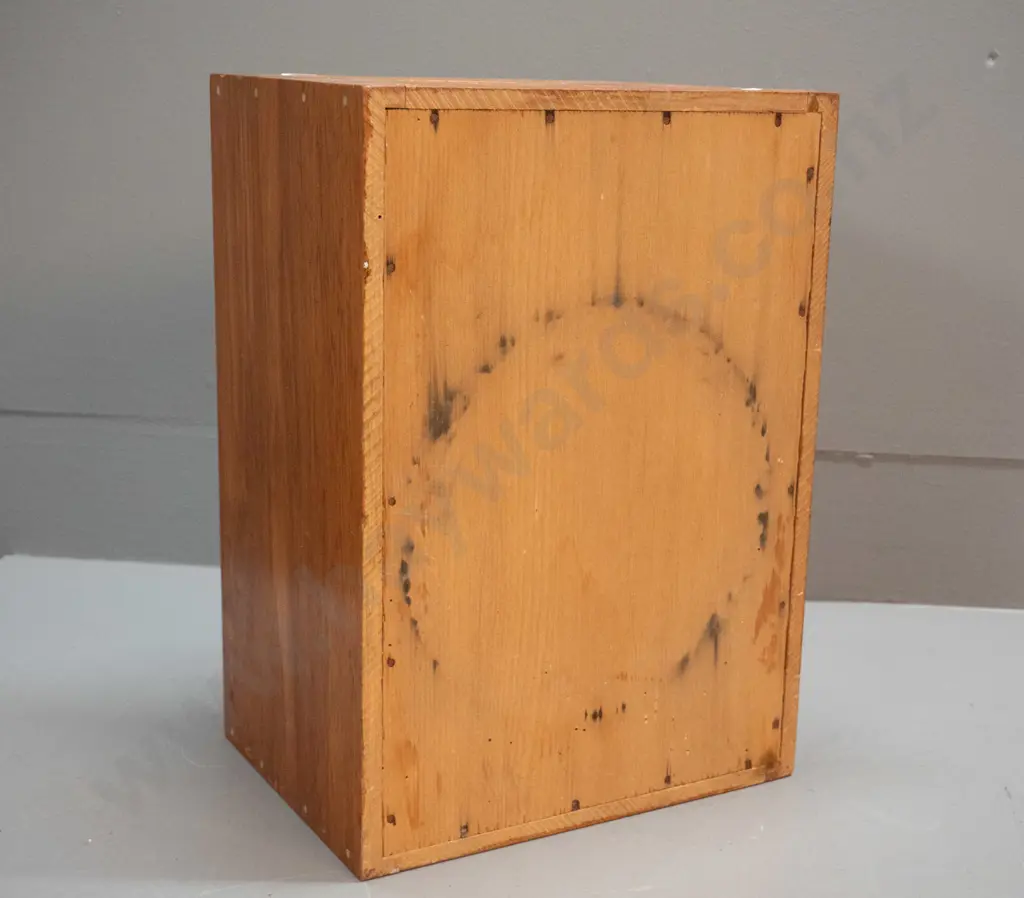 timber and glass charity donation box - "Stamps and Tea Coupons For the Missions" with some contents, locked but no key Image 1++