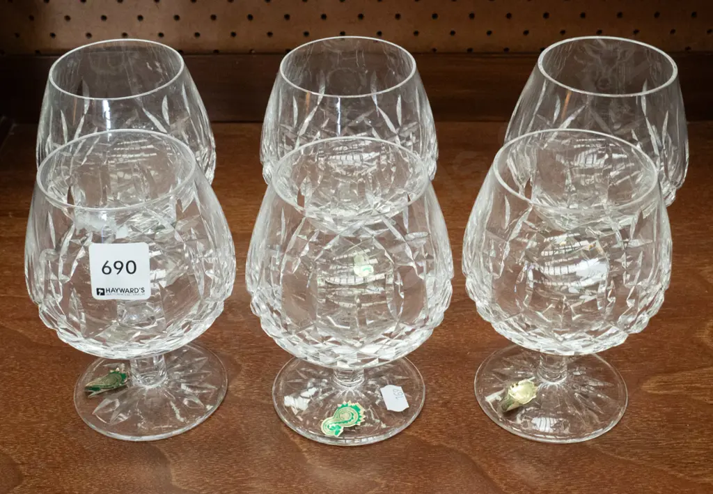 6 Waterford cut crystal (Lismore?) stemmed brandy glasses Image 1++