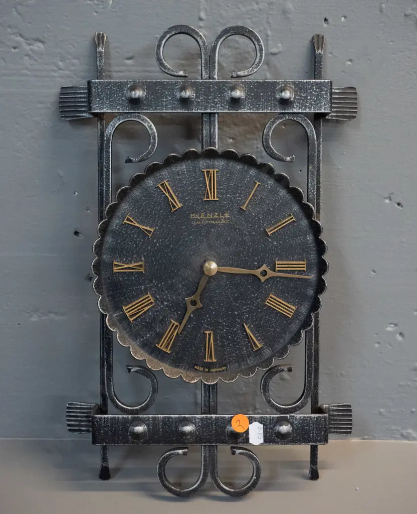 retro German Kienzle metal framed wall clock with quartz movement, C-size battery holder, untested. H-370 W-230 Image 1++