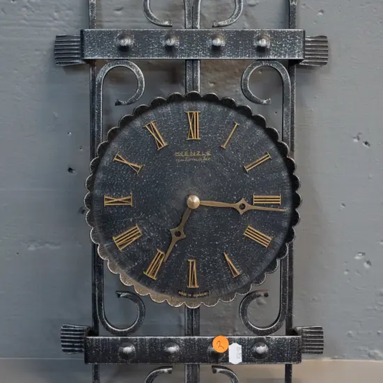 retro German Kienzle metal framed wall clock with quartz movement, C-size battery holder, untested. H-370 W-230