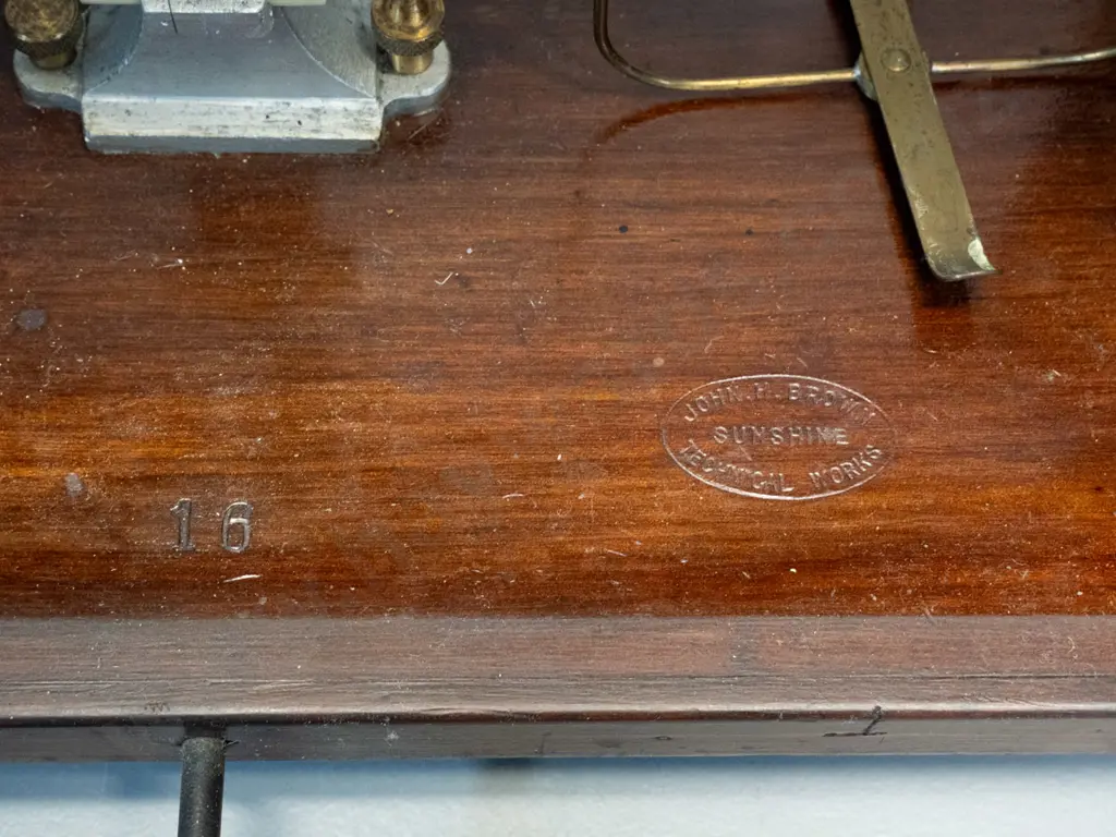 vintage precision balance scales in glazed timber case - marked John H Brown Technical Works - Sunshine, and "16" with Image 1++