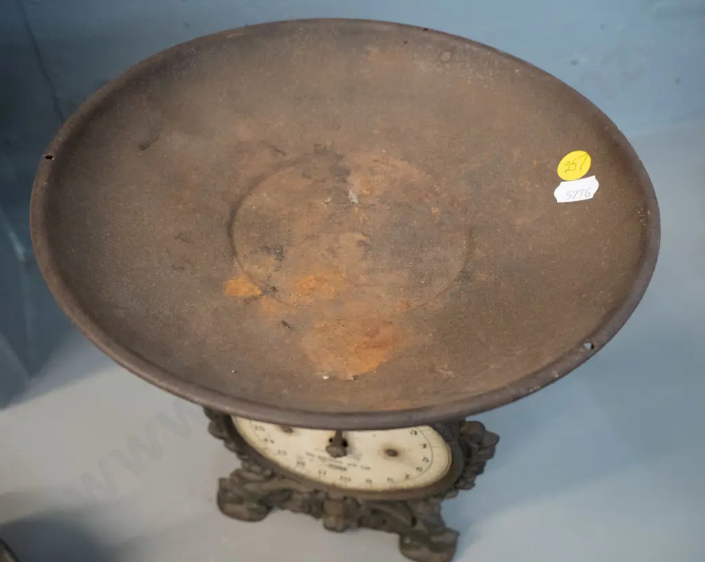 vintage Salter household scales H-310, 2 copper plated kettles and a copper pan with forged handle Image 1++
