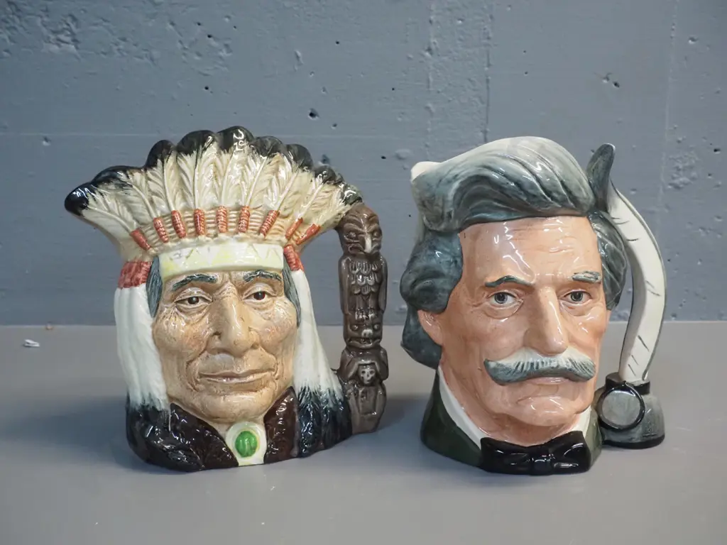 2 Royal Doulton character jugs -  Mark Twain H-200 and North American Indian Image 1++