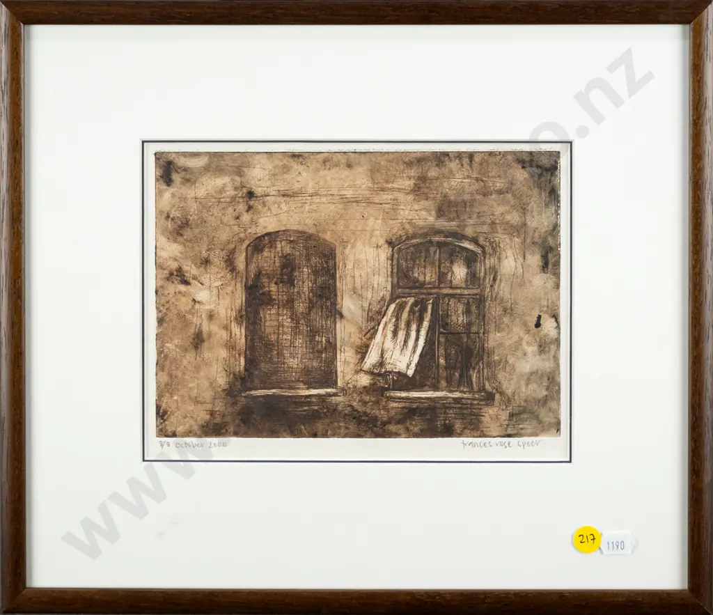 Frances Rose Speer 2000 - framed etching 8/8 - windows (slight warping) H-140 W-200 Image 1++