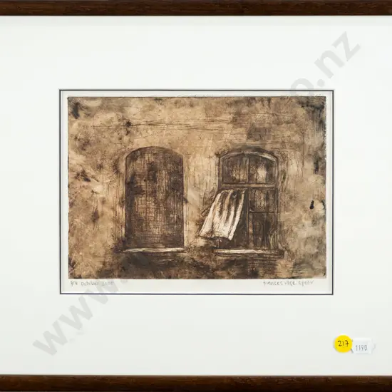 Frances Rose Speer 2000 - framed etching 8/8 - windows (slight warping) H-140 W-200
