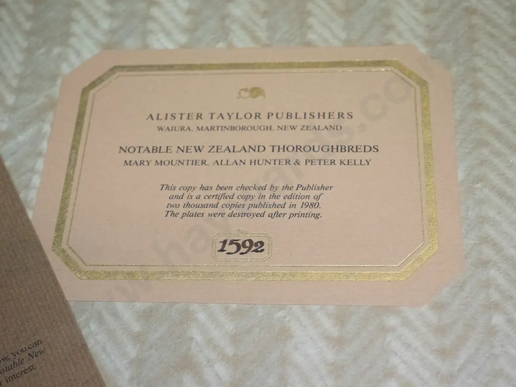 Limited edition book in clamshell case - Notable New Zealand Thoroughbreds - Mountier, Hunter & Kelly, 1980 Image 1++