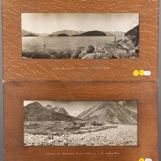 2 framed vintage black and white scenic photographs - McKinnon's Creek, Lake Manapouri (some aging) Each H-115 W-300