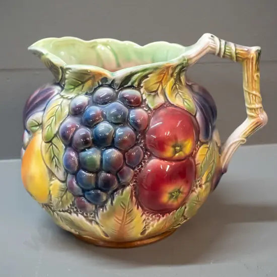 vintage Falconware raised fruits pattern jug H-170 D-200