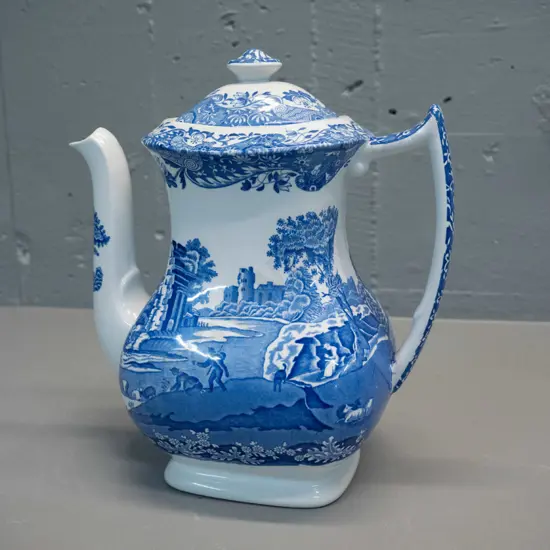 Spode blue & white "Italian" pattern coffee pot H-230 W-210