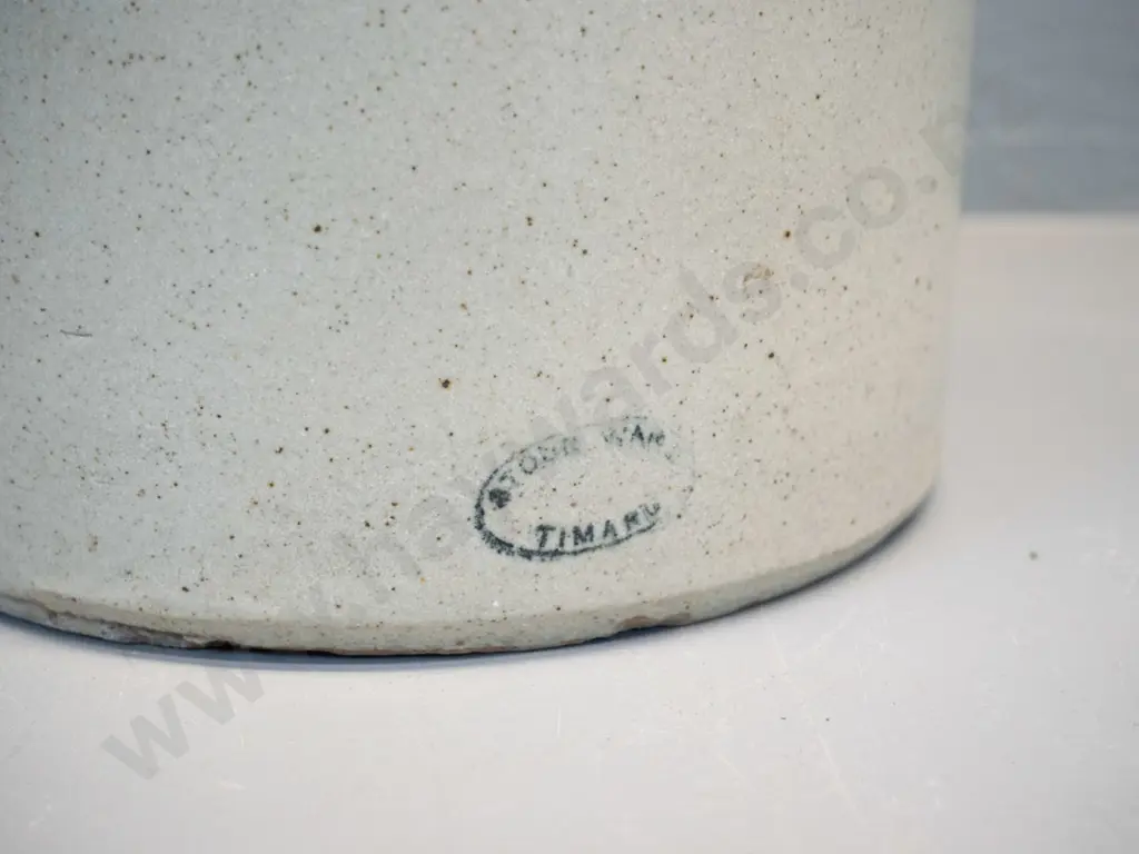 Timaru pottery narrow-mouth stoneware crock with home-made metal handle, remnant of plastic grip H-340 D-200 Image 1++