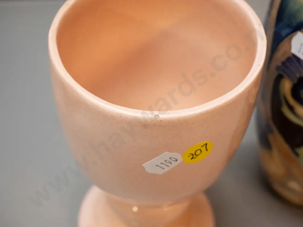 O.C. Stephens goblet with small chip to rim and a reproduction Moorcroft style relief pattern vase H-230 Image 1++