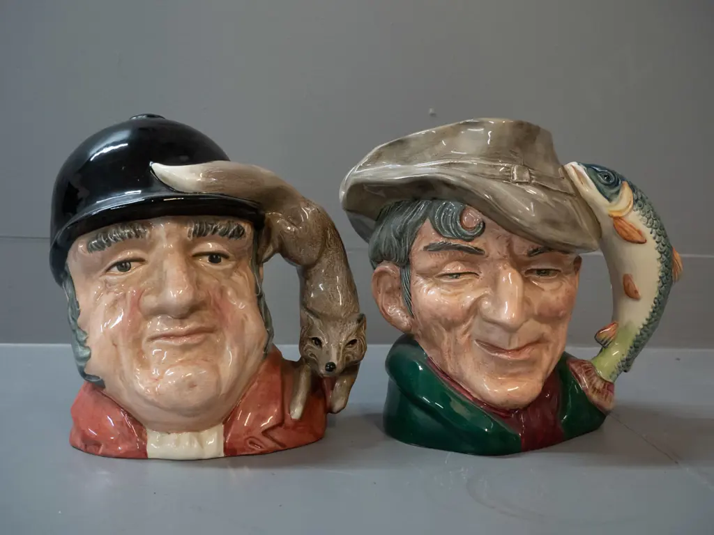 2 Royal Doulton character jugs - The Poacher and Gone Away H-190 W-170 Image 1++