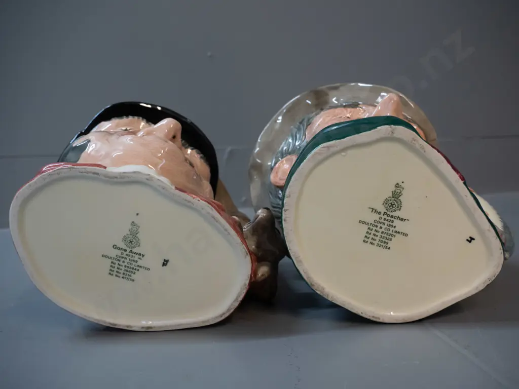 2 Royal Doulton character jugs - The Poacher and Gone Away H-190 W-170 Image 1++