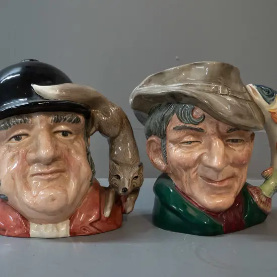 2 Royal Doulton character jugs - The Poacher and Gone Away H-190 W-170