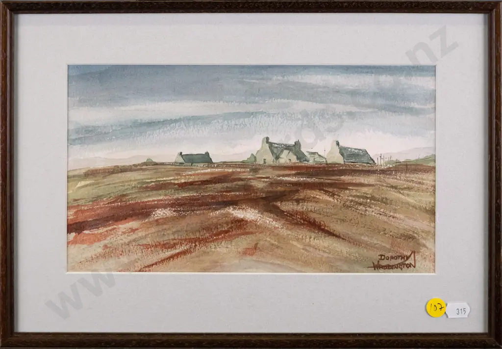 Dorothy Waddington - framed watercolour "Penine Cottages - Lancashire" H-150 W-270 Image 1++