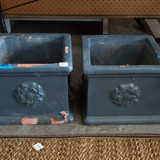 2 painted terracotta garden planters