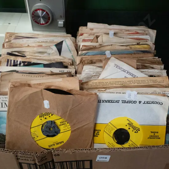 box of various 45s