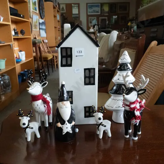 assorted ceramic Christmas decorations - house is H-290