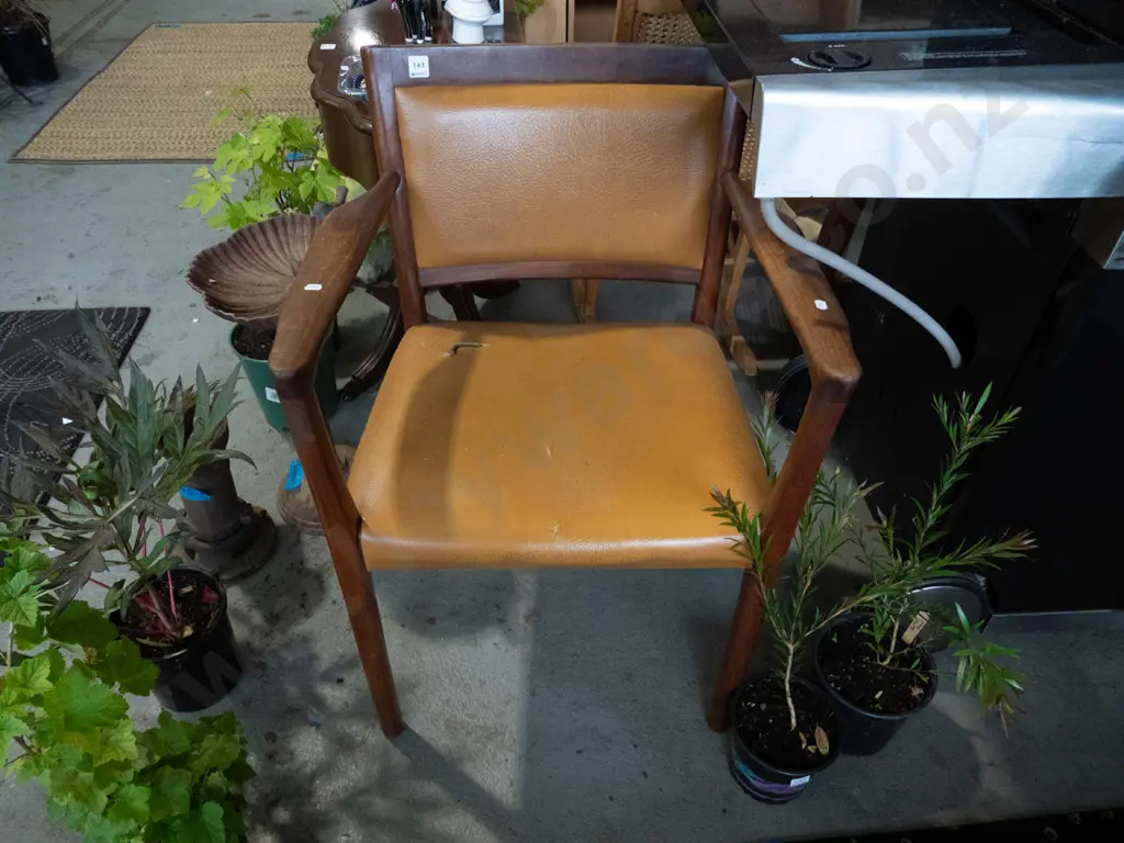 mid-century teak occasional chair - vinyl needs attention Image 1++
