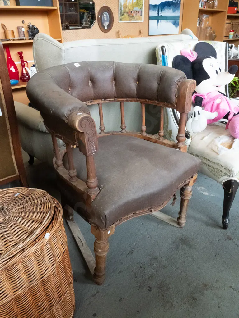 restorer's vintage vinyl upholstered tub chair Image 1++