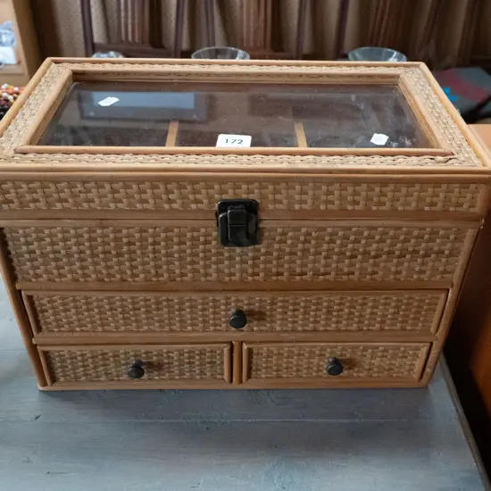 woven cane jewellery box