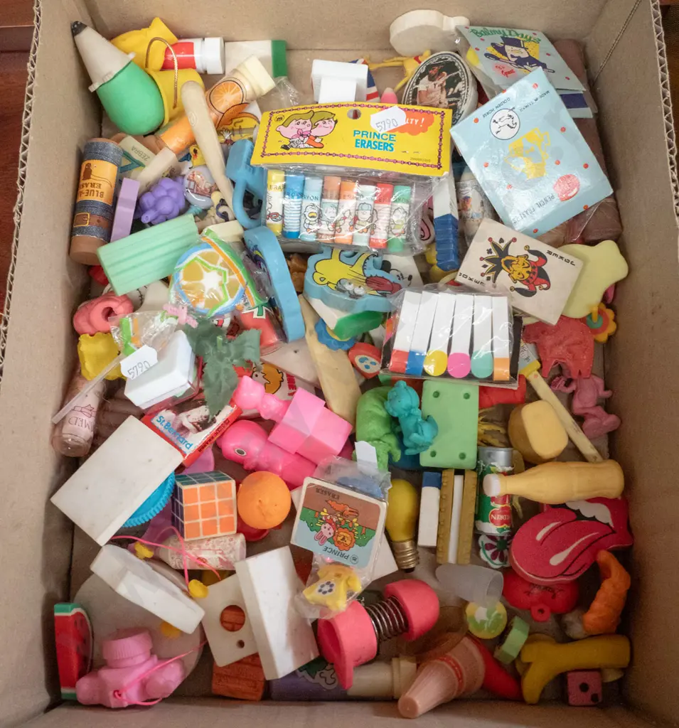 box of various 1980s erasers Image 1++