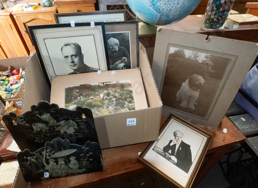 box; Japanese letter rack, framed photos, etc. Image 1++