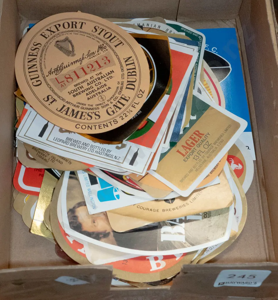 small box of beer bottle labels Image 1++