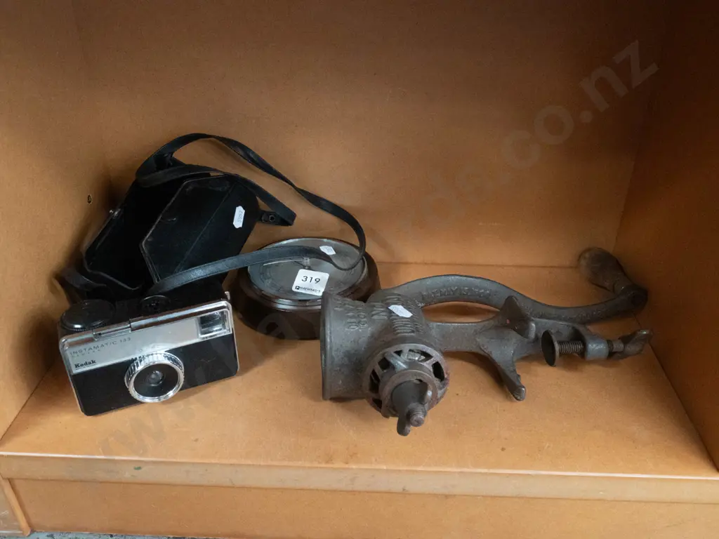 Kodak 35mm camera, bench top mincer, wall mounted barometer Image 1++