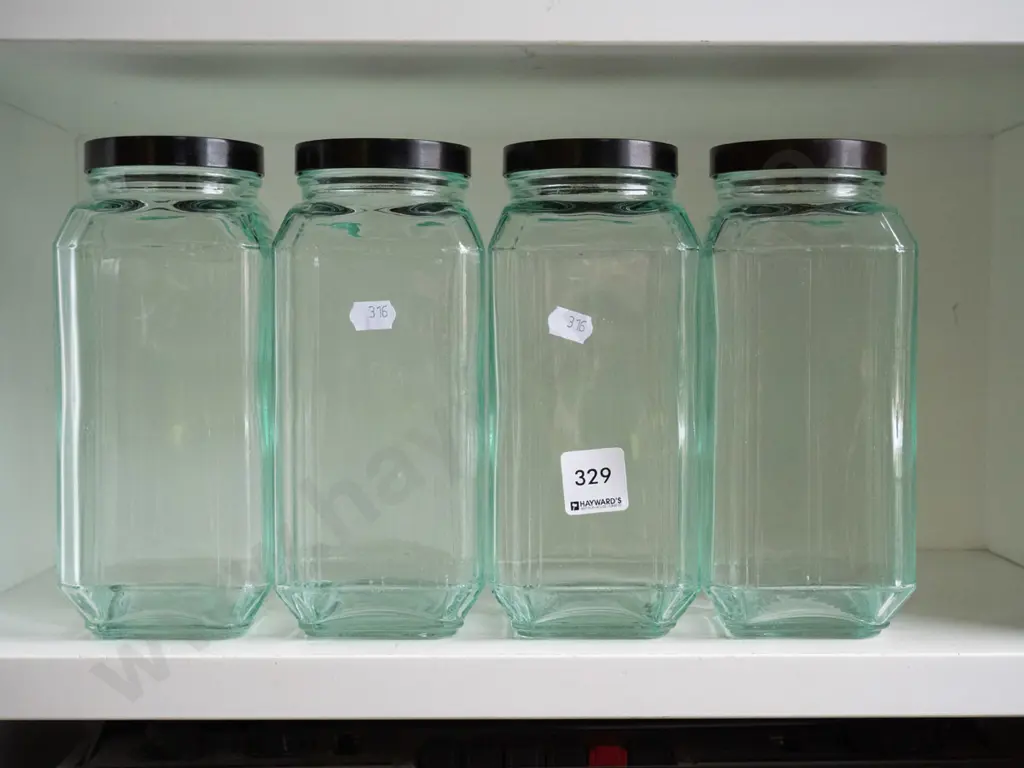 4x deco glass storage canisters Image 1++