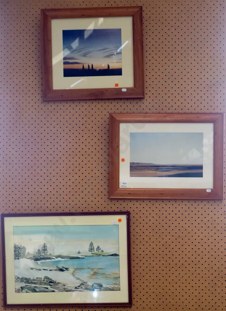 3x framed prints - landscapes - orange dots Image 1++