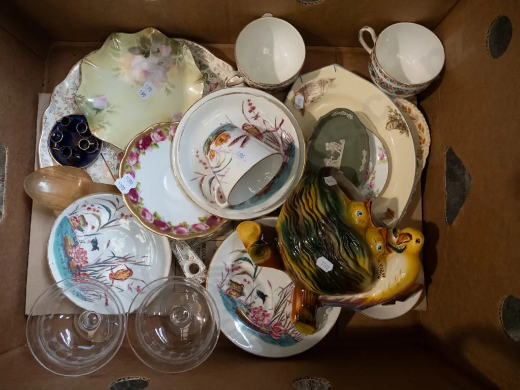 box; cups, saucers, wall mounted pocket vase, Limoges miniaturesetc Image 1++