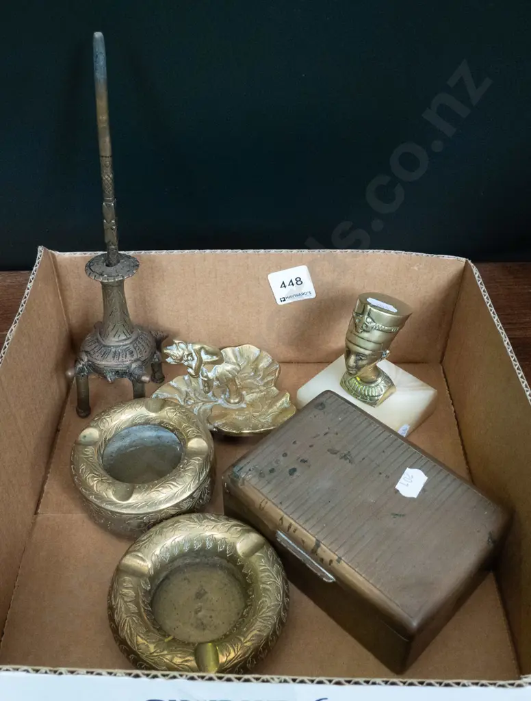 Egyptian ornament, brass ashtrays, trinket box etc Image 1++